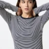 Zacht geribbeld T-shirt voor dames | Gestreepte
