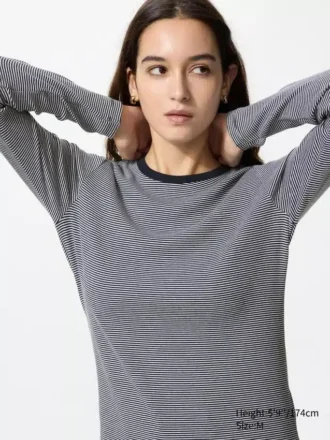 Zacht geribbeld T-shirt voor dames | Gestreepte