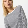 Zacht geribbeld T-shirt voor dames | Gestreepte