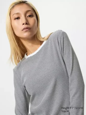 Zacht geribbeld T-shirt voor dames | Gestreepte