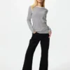 Zacht geribbeld T-shirt voor dames | Gestreepte