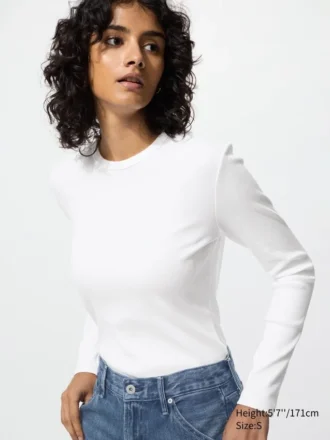 Zacht geribbeld T-shirt voor dames | Longsleeves