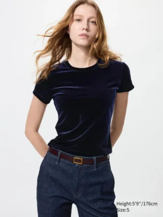 Zacht velours mini-T-shirt voor dames