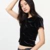 Zacht velours mini-T-shirt voor dames