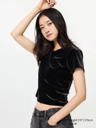Zacht velours mini-T-shirt voor dames