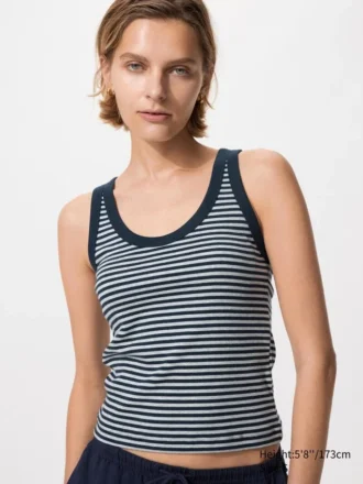 Zachte geribde tanktop voor dames | Gestreepte
