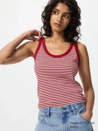 Zachte geribde tanktop voor dames | Gestreepte